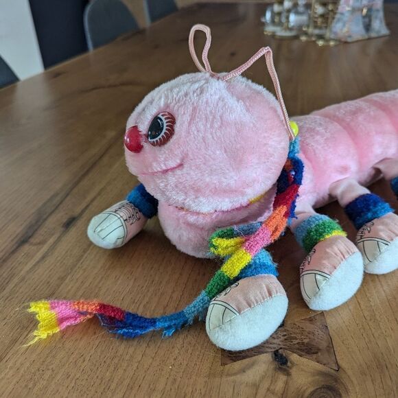 Vintage 1984 Lots-a-Lots-a-Leggggggs Plush Caterpillar Toy Pink Rainbow 20 Legs - Picture 3 of 9